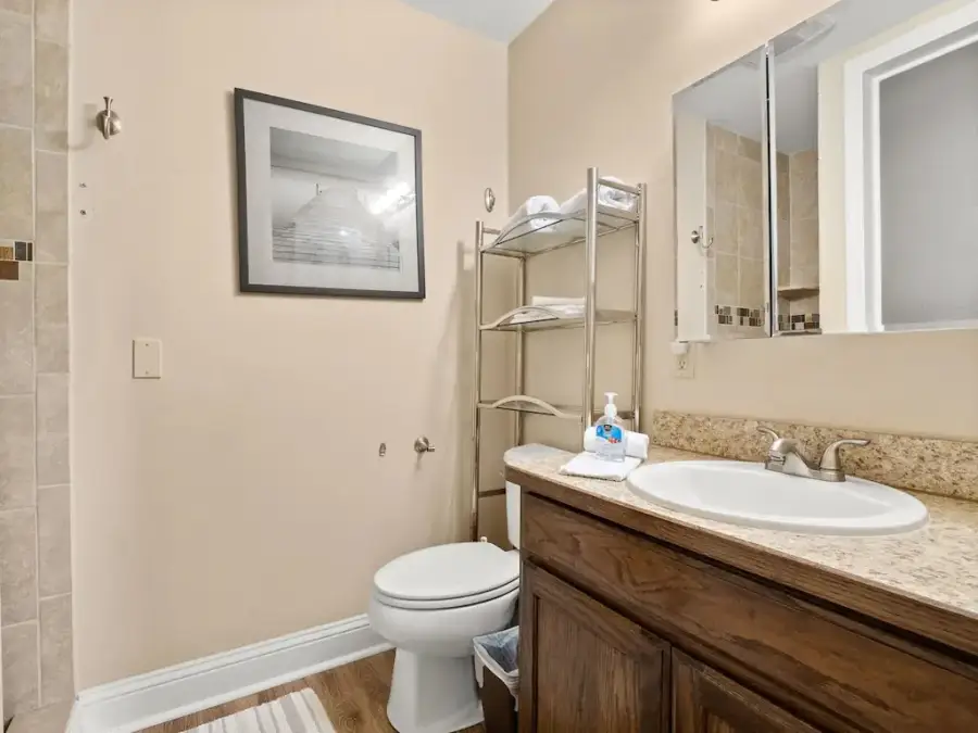 Bathroom 2 has a stand up stone shower Bathroom 2 has a stand up stone shower